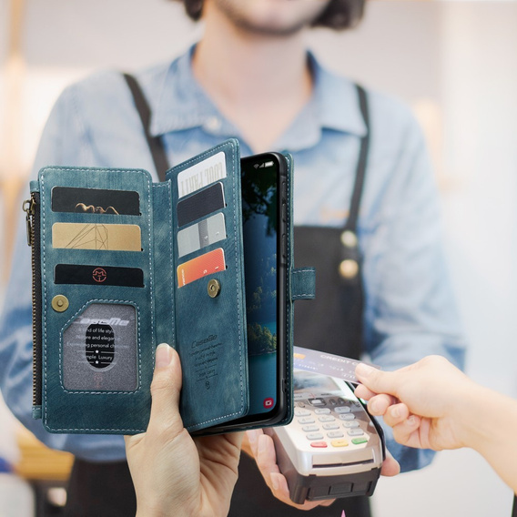 Η θήκη CASEME για Samsung Galaxy A56 5G, Leather Wallet Cash and Card Slots, με λουράκι, μπλε