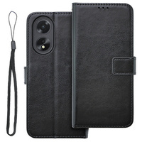 Θήκη με πτερύγιο για Oppo A38 4G / Oppo A18 4G, Crazy Horse Wallet, μαύρη