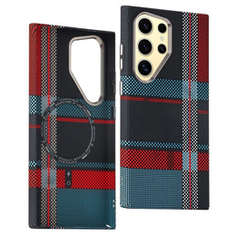 Θήκη για Samsung Galaxy S24 Ultra, ανθρακονήματα MagSafe, μπλε / κόκκινο