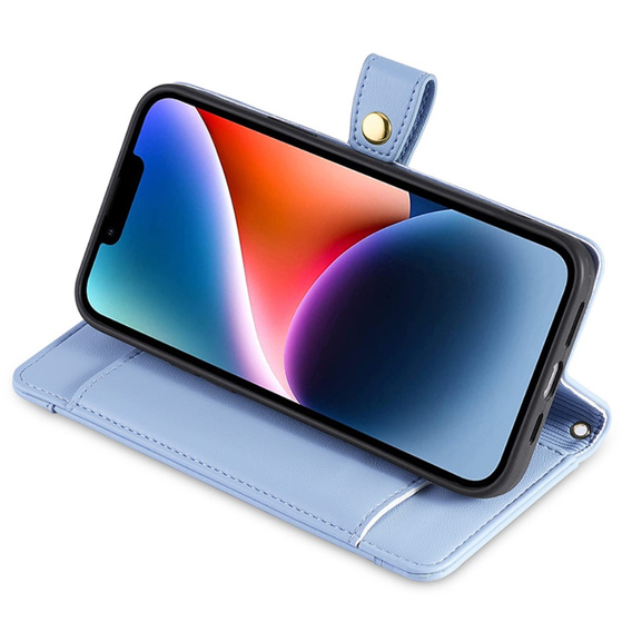 Θήκη με πτερύγιο για iPhone 15, Wallet Zipper Pocket, μπλε