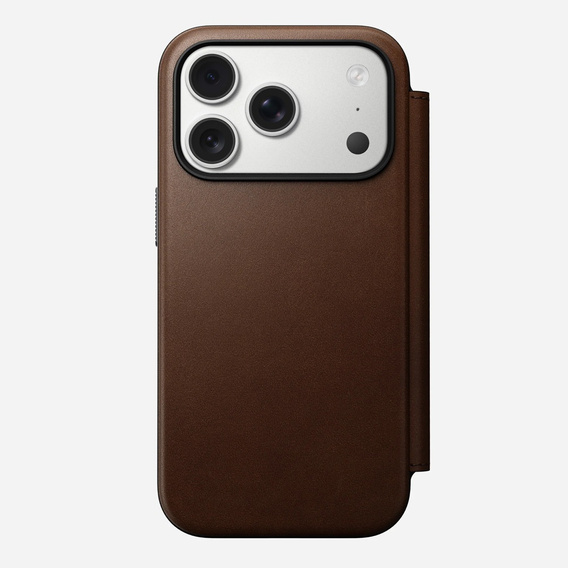 Θήκη Nomad για iPhone 17 Pro, Μοντέρνα δερμάτινη θήκη Folio, καφέ