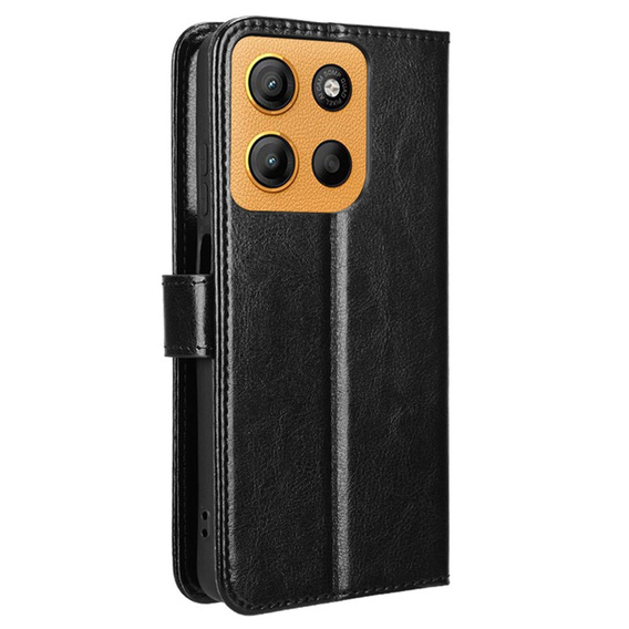 Θήκη με πτερύγιο για Motorola Moto G15 / Motorola Moto G15 Power, Crazy Horse Wallet, μαύρη