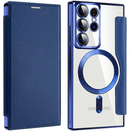 Θήκη με πτερύγιο για Samsung Galaxy S22 Ultra 5G, RFID Wallet MagSafe CamShield, σκούρο μπλε