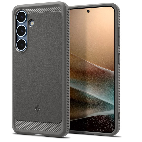 θήκη Spigen για Samsung Galaxy S25, Rugged Armor MagSafe, γκρι + μετριασμένο γυαλί 9H