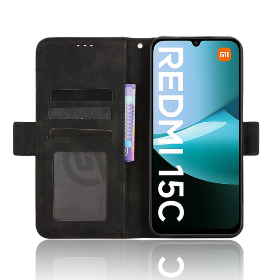 Θήκη με πτερύγιο για Xiaomi Redmi 15C 4G/LTE, Card Slot, μαύρη