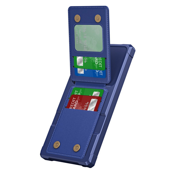 Θήκη για Samsung Galaxy S25 Ultra, Card Holder Kickstand, σκούρο μπλε