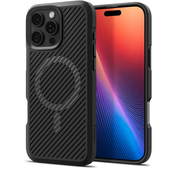 θήκη Spigen για iPhone 16 Pro, Core Armor MagSafe, μαύρη + μετριασμένο γυαλί 9H