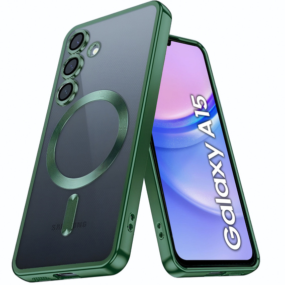 Θήκη για Samsung Galaxy A15 4G/5G, Electro MagSafe, πράσινη + Γυαλί για την οθόνη