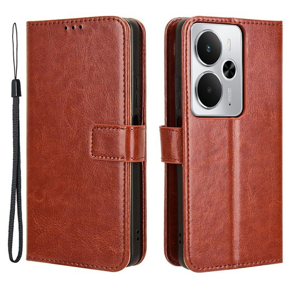 Θήκη με πτερύγιο για Realme 14 5G / Realme 14T 5G, Crazy Horse Wallet, καφέ