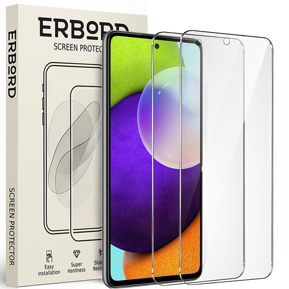 2x Μετριασμένο γυαλί για Samsung Galaxy A52 / A52s, ERBORD 9H Hard Glass στην οθόνη