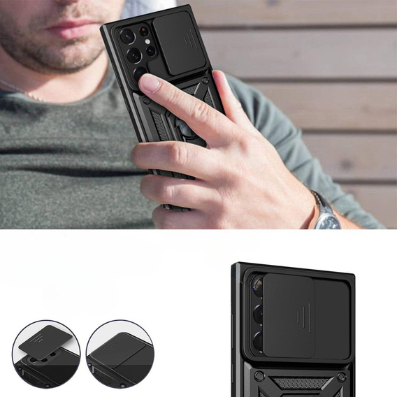 Θήκη για Samsung Galaxy S23 Ultra, CamShield Slide, μαύρο