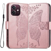 Θήκη με πτερύγιο για Oppo A40 / Oppo A40m, Butterfly, ροζ rose gold