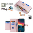 Θήκη με πτερύγιο για Realme 14 Pro+ 5G, Wallet Zipper Pocket, ροζ