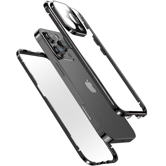 θήκη για το iPhone 16 Pro Max, Magnetic Dual Glass, μαύρη