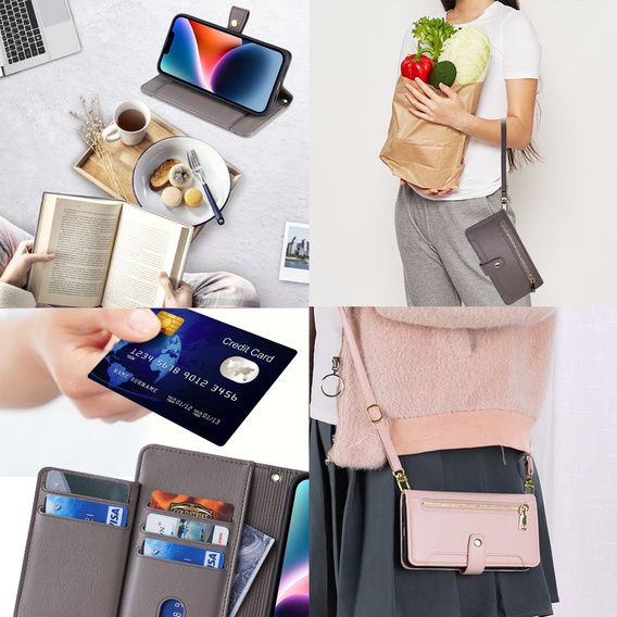 Θήκη με πτερύγιο για Xiaomi Redmi Note 13 Pro+, Wallet Zipper Pocket, γκρι