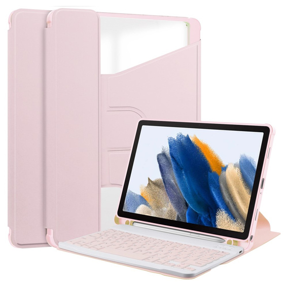 Θήκη πληκτρολογίου για Samsung Galaxy Tab A9+, Rotary 360° Leather, ροζ rose gold