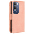 Θήκη με πτερύγιο για Vivo Y19s, Card Slot, ροζ
