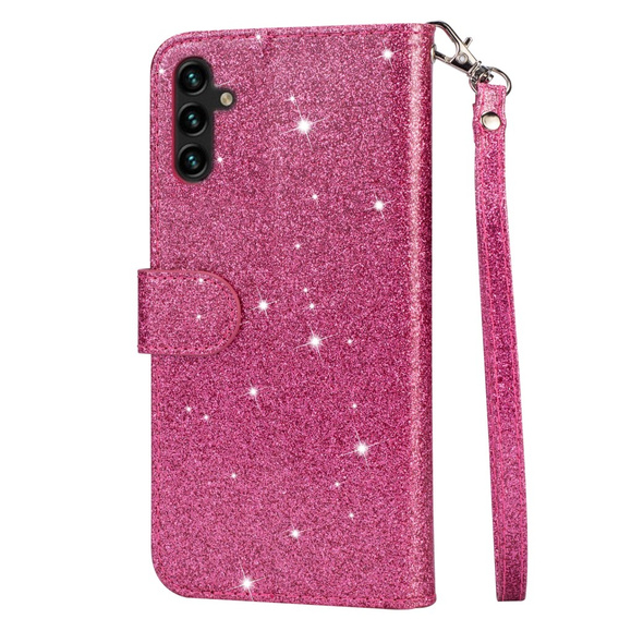 Θήκη με πτερύγιο για Samsung Galaxy A36 5G, Wallet Zipper Pocket Glittery, ροζ