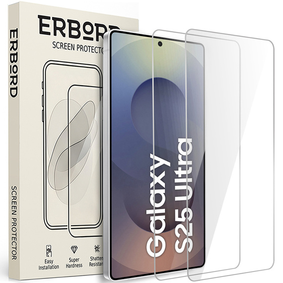 2x Μετριασμένο γυαλί ERBORD 9H Hard Glass στην οθόνη για Samsung Galaxy S25 Ultra