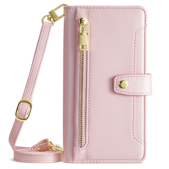 Θήκη με πτερύγιο για Samsung Galaxy M34, Wallet Zipper Pocket, ροζ