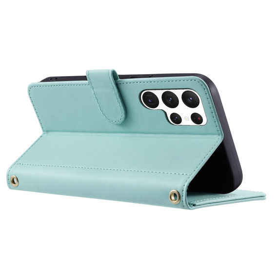 θήκη πτερύγιο για Samsung Galaxy S25 Ultra, Rhombus Crossbody Leather, πράσινη