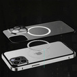 Μαγνητική θήκη MagSafe Dual Glass για iPhone 14 Pro Max, ασημένια