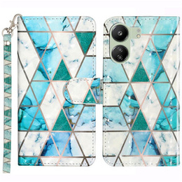 Θήκη με πτερύγιο για Xiaomi Redmi 13C / Poco C65, Wallet, Marble πράσινη