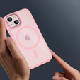 Θήκη για iPhone 15, για MagSafe, ERBORD Μatt Case, ροζ + Γυαλί οθόνης