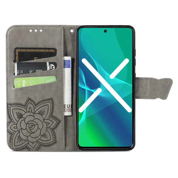 Θήκη με πτερύγιο για Xiaomi Redmi 12C, Butterfly, γκρι