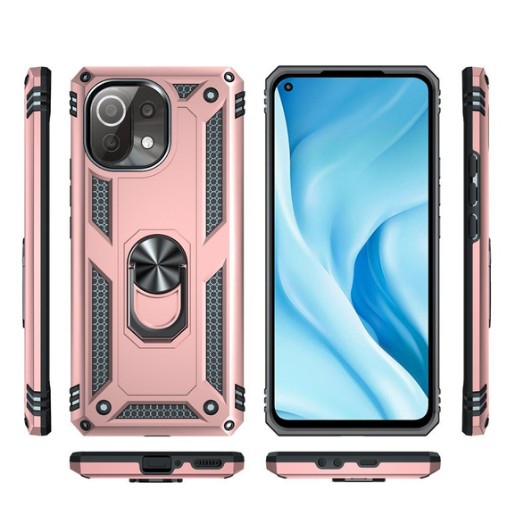 θωρακισμένη θήκη για Xiaomi Mi 11 Lite / Mi 11 Lite 5G / 11 Lite 5G NE, Nox Case Ring, ροζ rose gold
