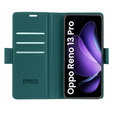 Θήκη για Oppo Reno 13 Pro, ERBORD Glossy Litchi, πορτοφόλι με πτερύγιο, πράσινη