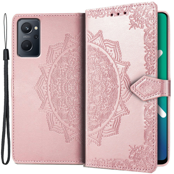 Θήκη με πτερύγιο για Realme 9i / Oppo A96, Mandala, ροζ rose gold