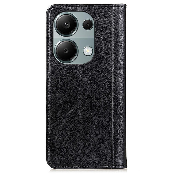 Θήκη για Xiaomi Redmi Note 13 Pro 4G, Wallet Litchi Leather, μαύρη