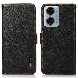 KHAZNEH θήκη RFID για Motorola Moto G04 / G24 / G24 Power, Litchi Texture, μαύρη