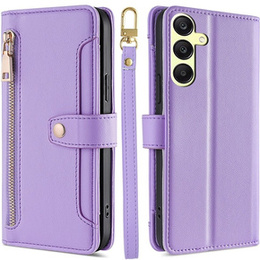 Θήκη με πτερύγιο για Samsung Galaxy A25 5G, Wallet Zipper Pocket, μωβ