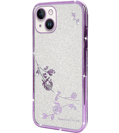 Θήκη για iPhone 14 Plus, Glitter Flower, μωβ
