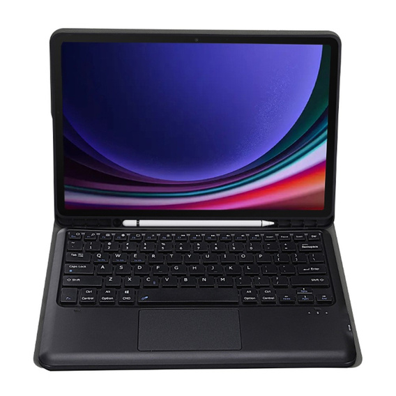 Θήκη + πληκτρολόγιο Samsung Galaxy Tab S9+, Leather Pen Slot TouchPad, μαύρη