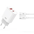 XO CE12 Φορτιστής δικτύου, USB-C, 20W + καλώδιο USB-C - Lightning, Λευκό