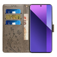 Θήκη με πτερύγιο για Xiaomi Redmi Note 13 Pro+, Butterfly, γκρι