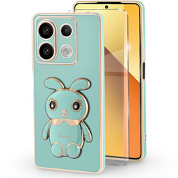 Θήκη για Xiaomi Redmi Note 13 5G, Rabbit, πράσινη + μετριασμένο γυαλί 9H