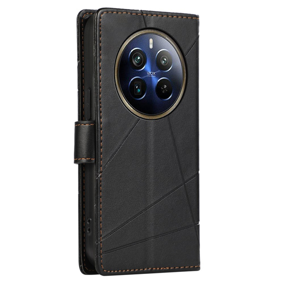 Θήκη με πτερύγιο για Realme 12 Pro 5G / 12 Pro+ 5G, Leather Line Wallet, μαύρη