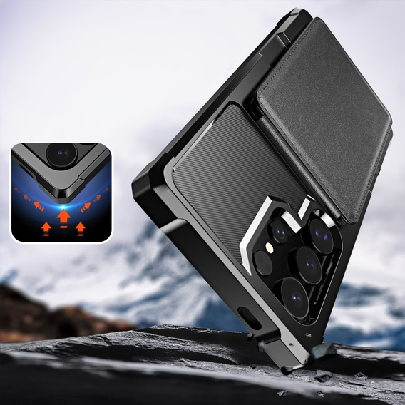 Θήκη για Samsung Galaxy S25 Ultra, Card Holder Kickstand, μαύρη