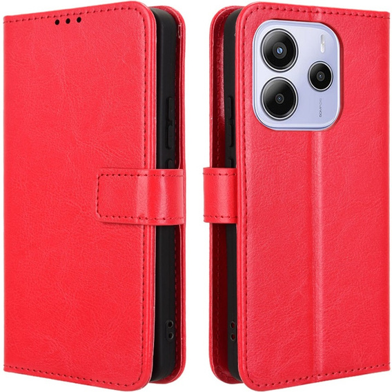 Θήκη με πτερύγιο για Xiaomi Redmi Note 14 4G, Crazy Horse Wallet, κόκκινη