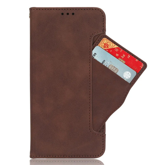 Θήκη με πτερύγιο για Motorola Moto G85, Card Slot, καφέ