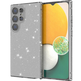 Θήκη για Samsung Galaxy S24 Ultra, Glittery Powder, διαφανής / μαύρη