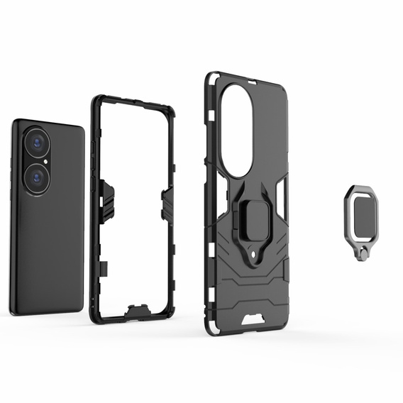 Θήκη για Huawei P50 Pro, Kickstand Ring, μαύρη