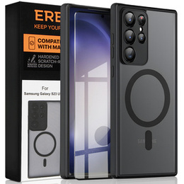 Θήκη για Samsung Galaxy S23 Ultra, για MagSafe, ERBORD Μatt Case, μαύρη + Γυαλί οθόνης