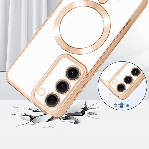Θήκη για Samsung Galaxy S23, Electro MagSafe, χρυσή + Γυαλί για την οθόνη