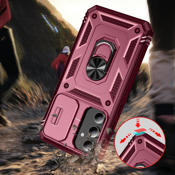 Θήκη για Samsung Galaxy S23 FE, CamShield Slide, ροζ / κόκκινο