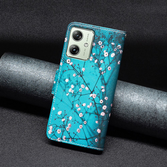 Θήκη με πτερύγιο για Motorola Moto G54 5G, Wallet, sakura, μπλε